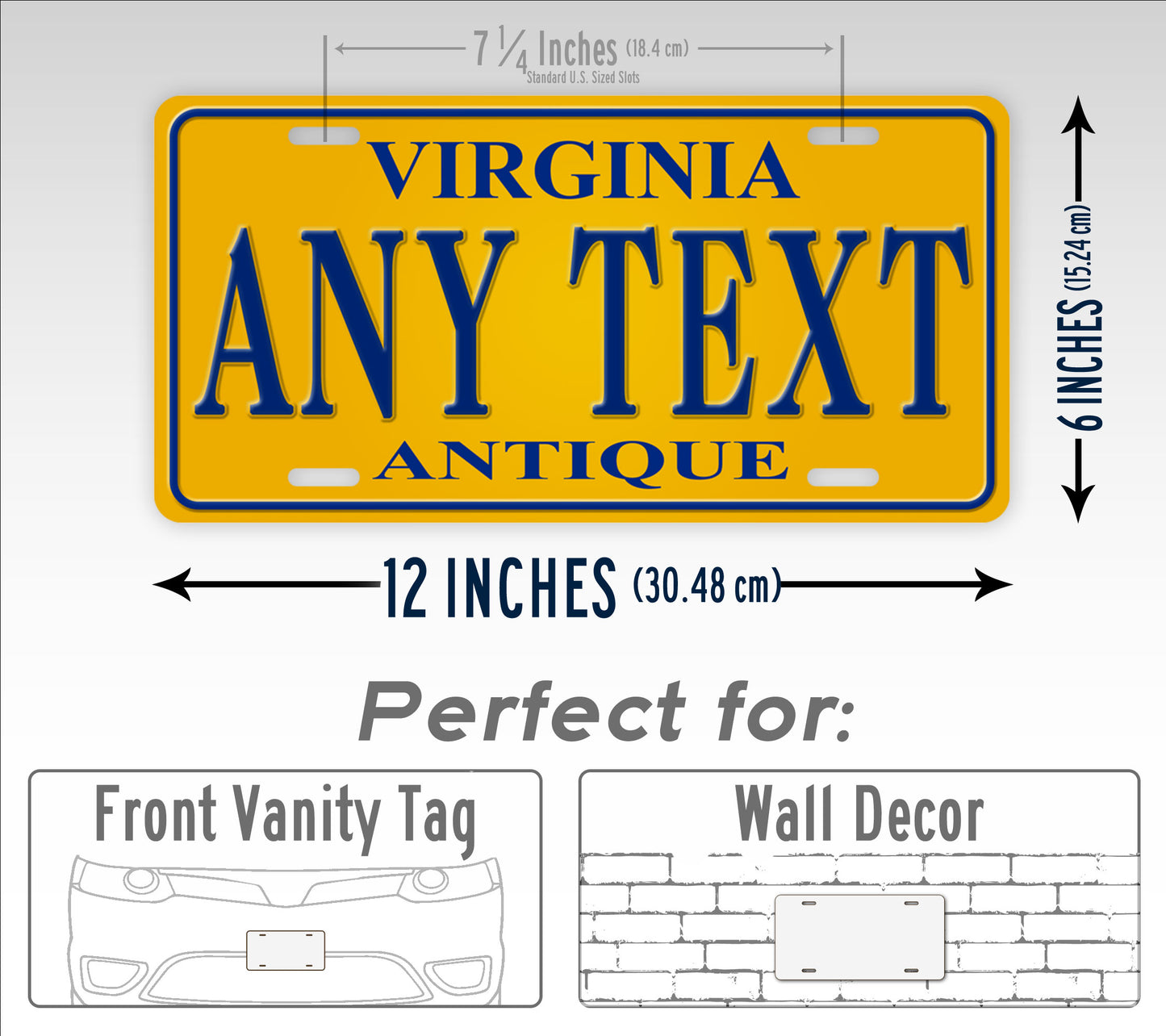 Personalized Yellow Virginia Antique License Plate