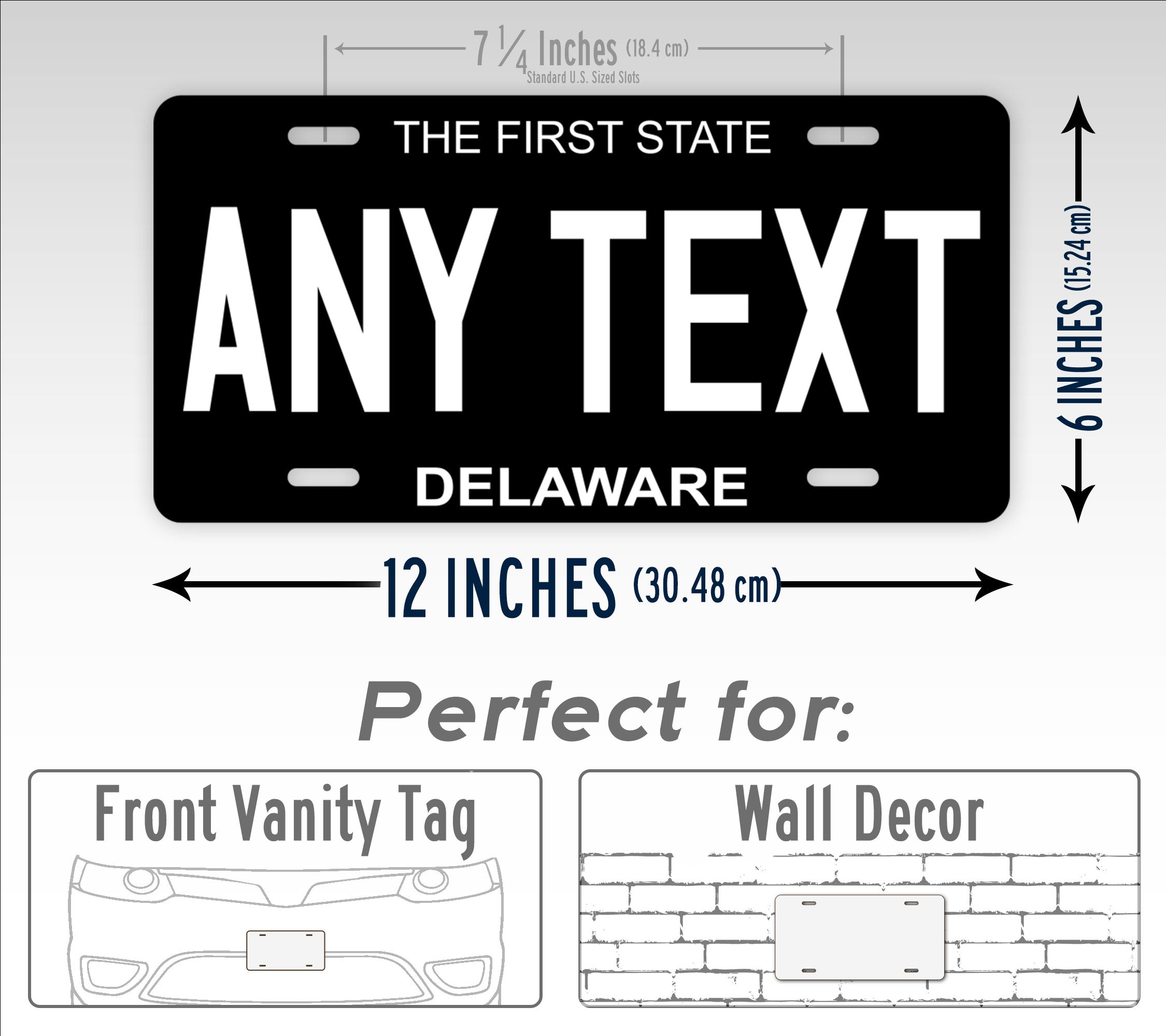 Personalized Delaware Black Reproduction License Plate