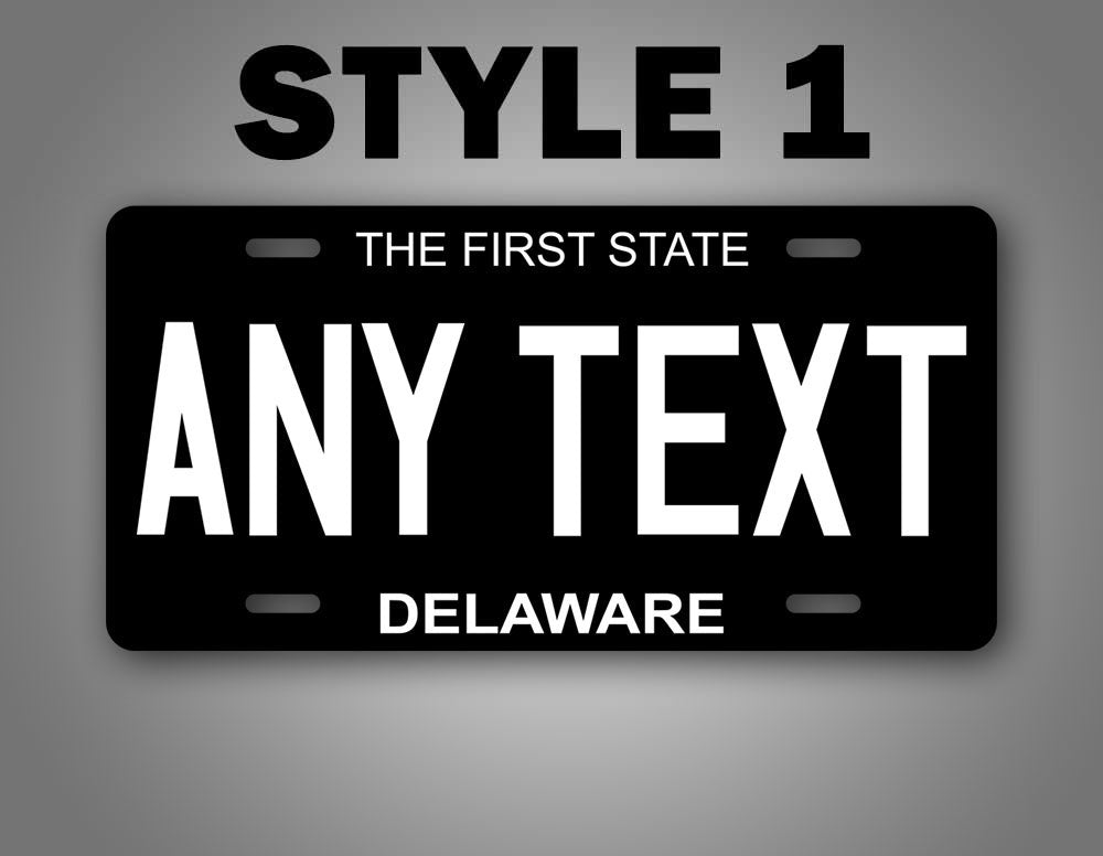 Personalized Delaware Black Reproduction License Plate