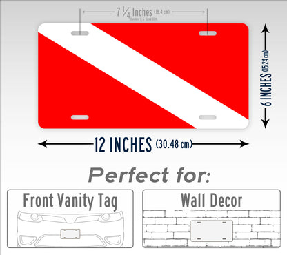 Diver Down Red And White Diving Flag License Plate