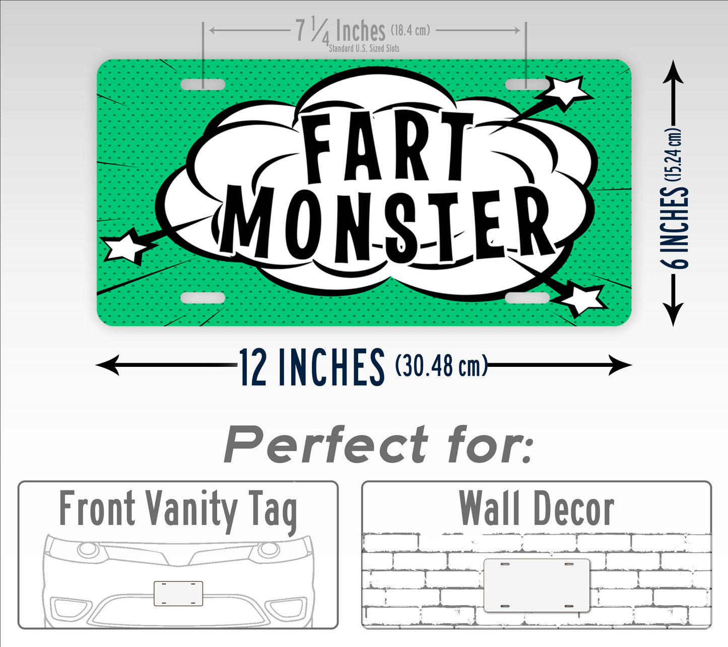 Silly Fart Monster Comic Style License Plate