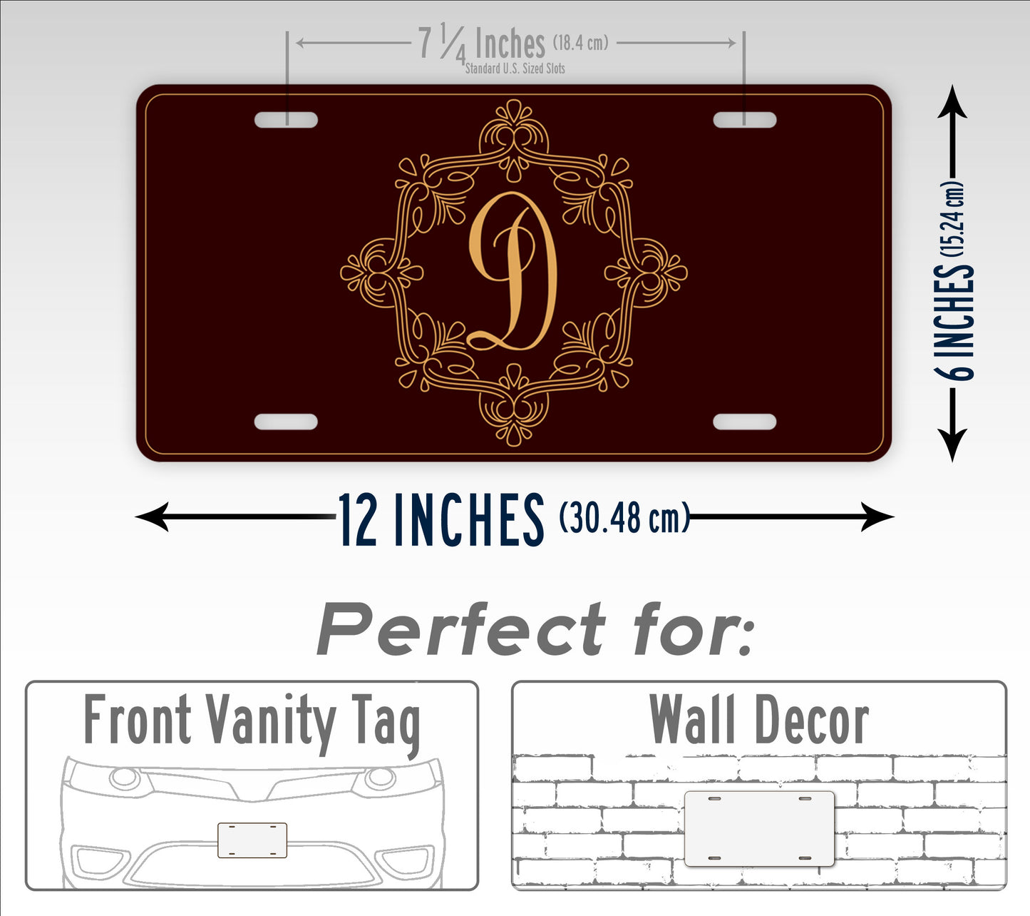 Personalized Single Letter Elegant Monogram License Plate