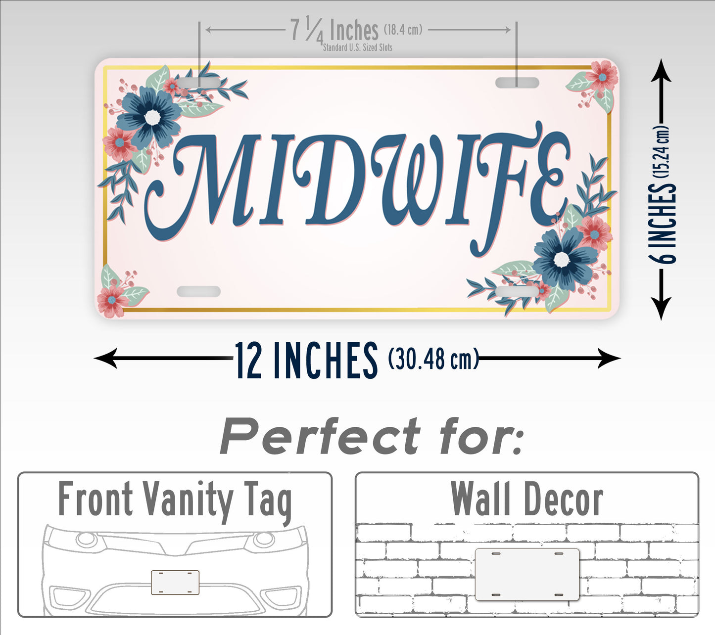 Midwife Beautiful Flowery License Plate