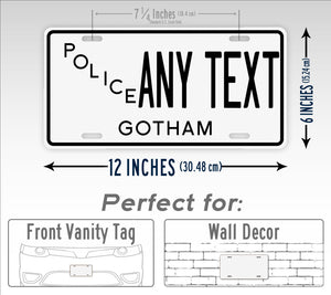 Personalized City Of Gotham Black And White Police License Plate