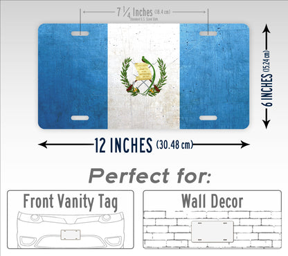 Flag Of Guatemala Weathered Metal License Plate