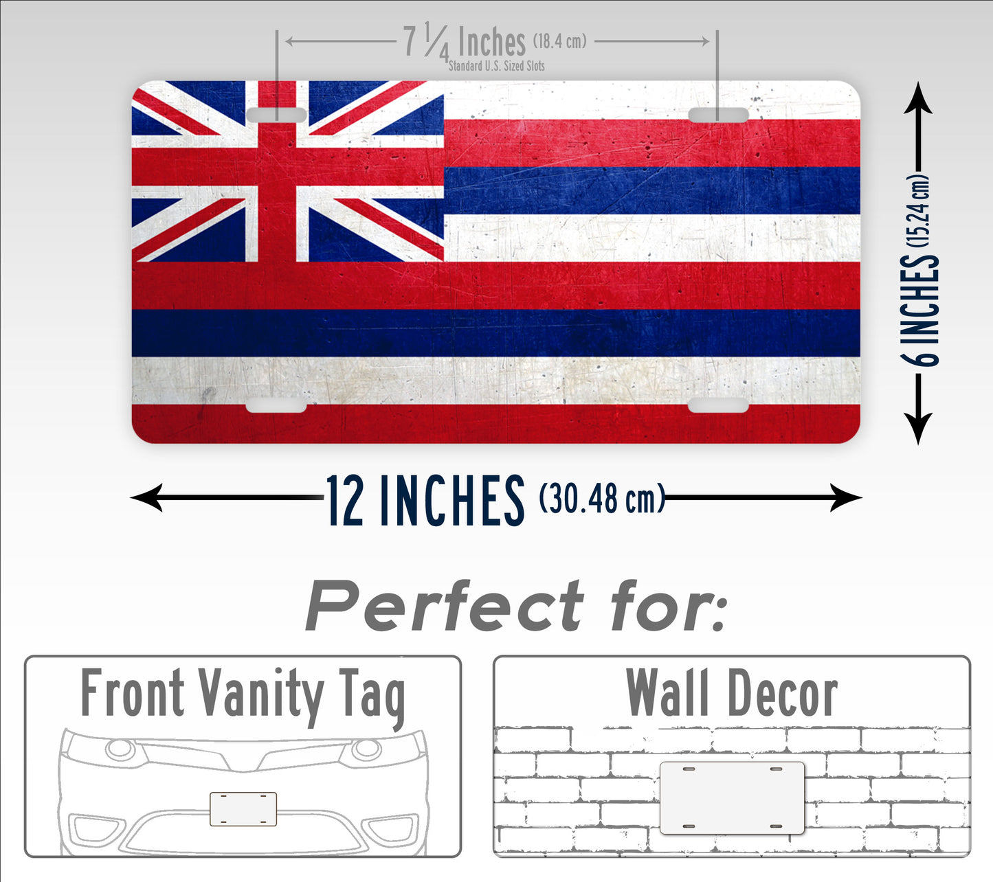 Weathered Metal Hawaii State Flag License Plate