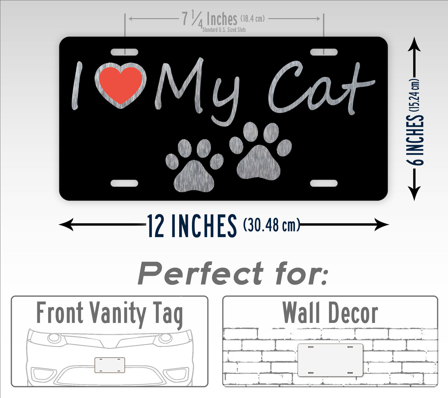 I Love My Cat License Plate