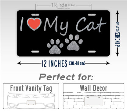 I Love My Cat License Plate