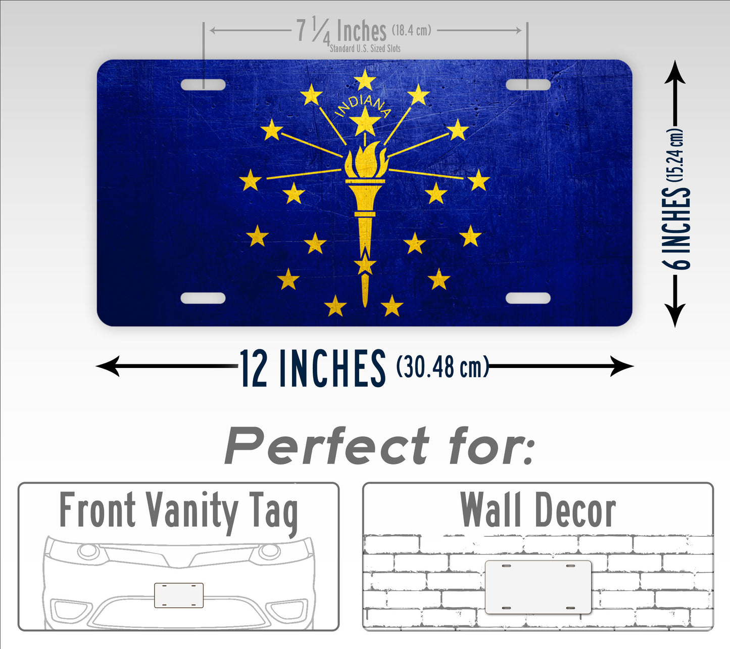 Weathered Metal Indiana State Flag License Plate