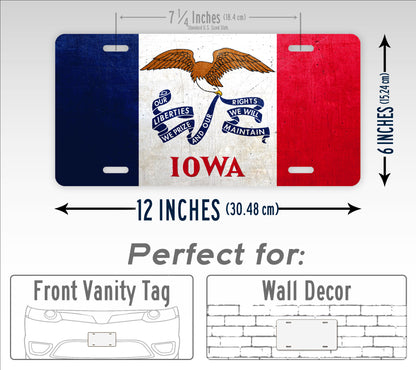 Weathered Metal Iowa State Flag License Plate