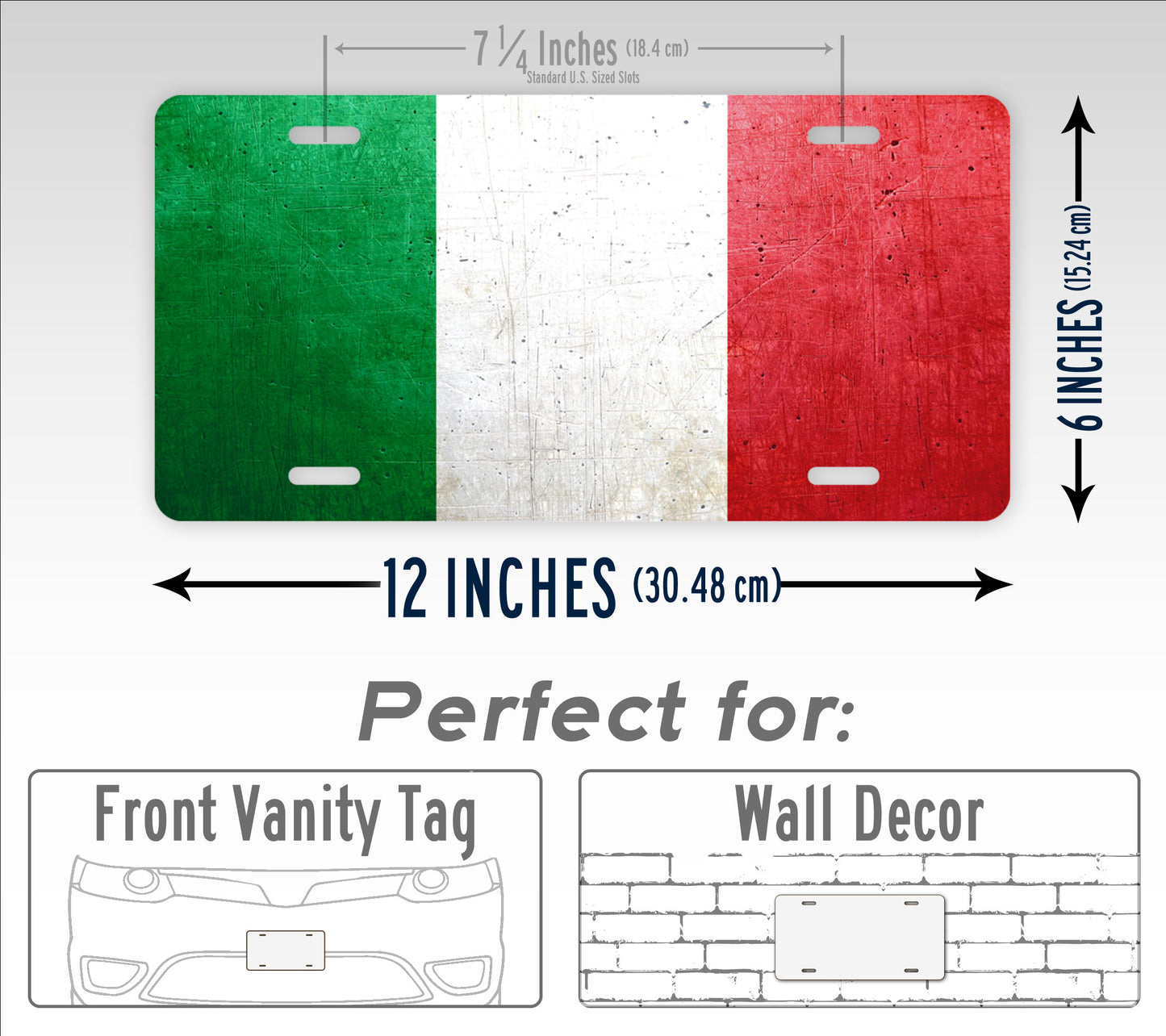 Official Italian Flag Weathered Metal License Plate