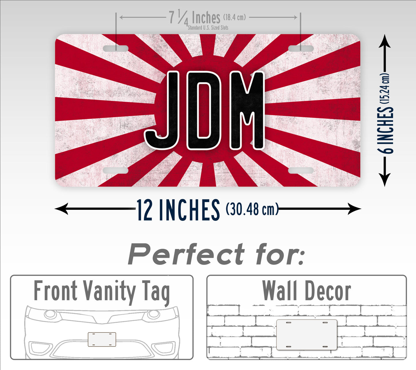 Japanese Flag JDM Rising Sun Grunge License Plate