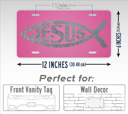 Jesus Fish License Plate Black Red And Pink Color Options