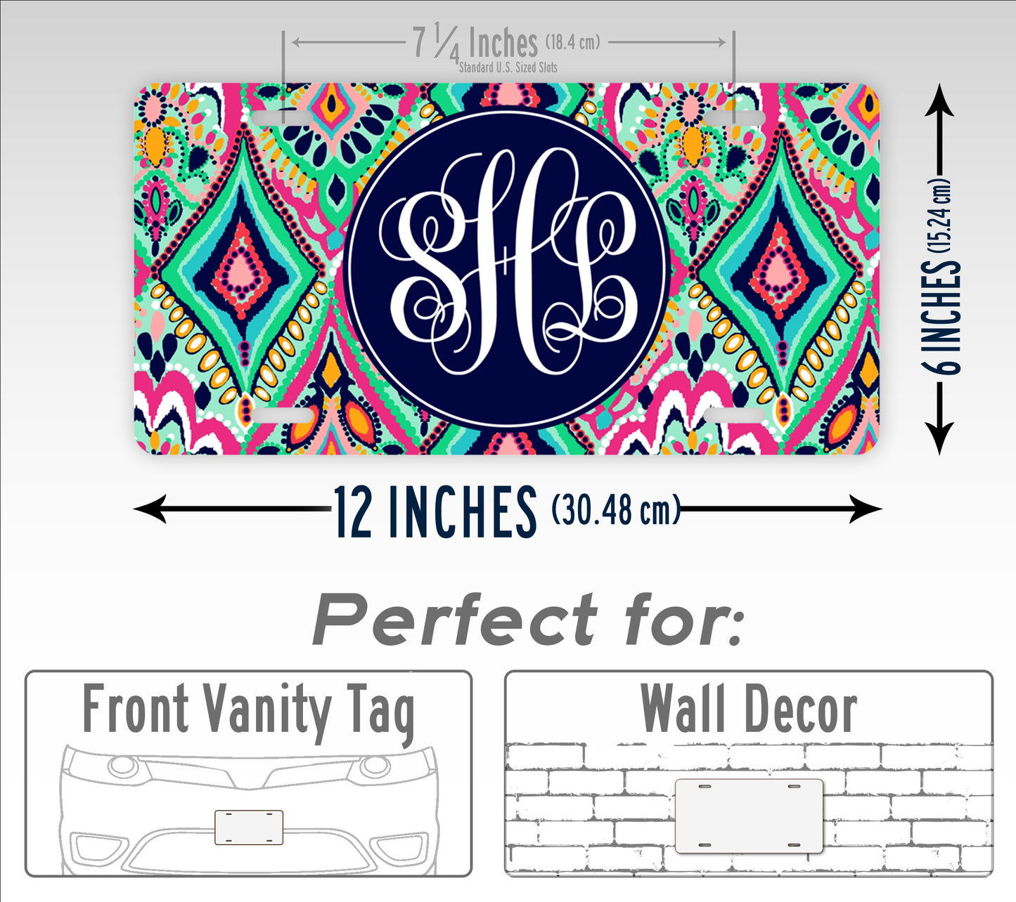 Personalized Jewel Design Monogram License Plate