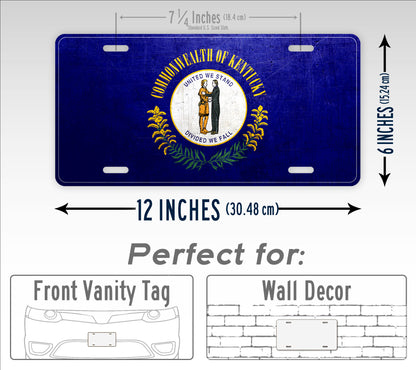 Weathered Metal Kentucky State Flag License Plate