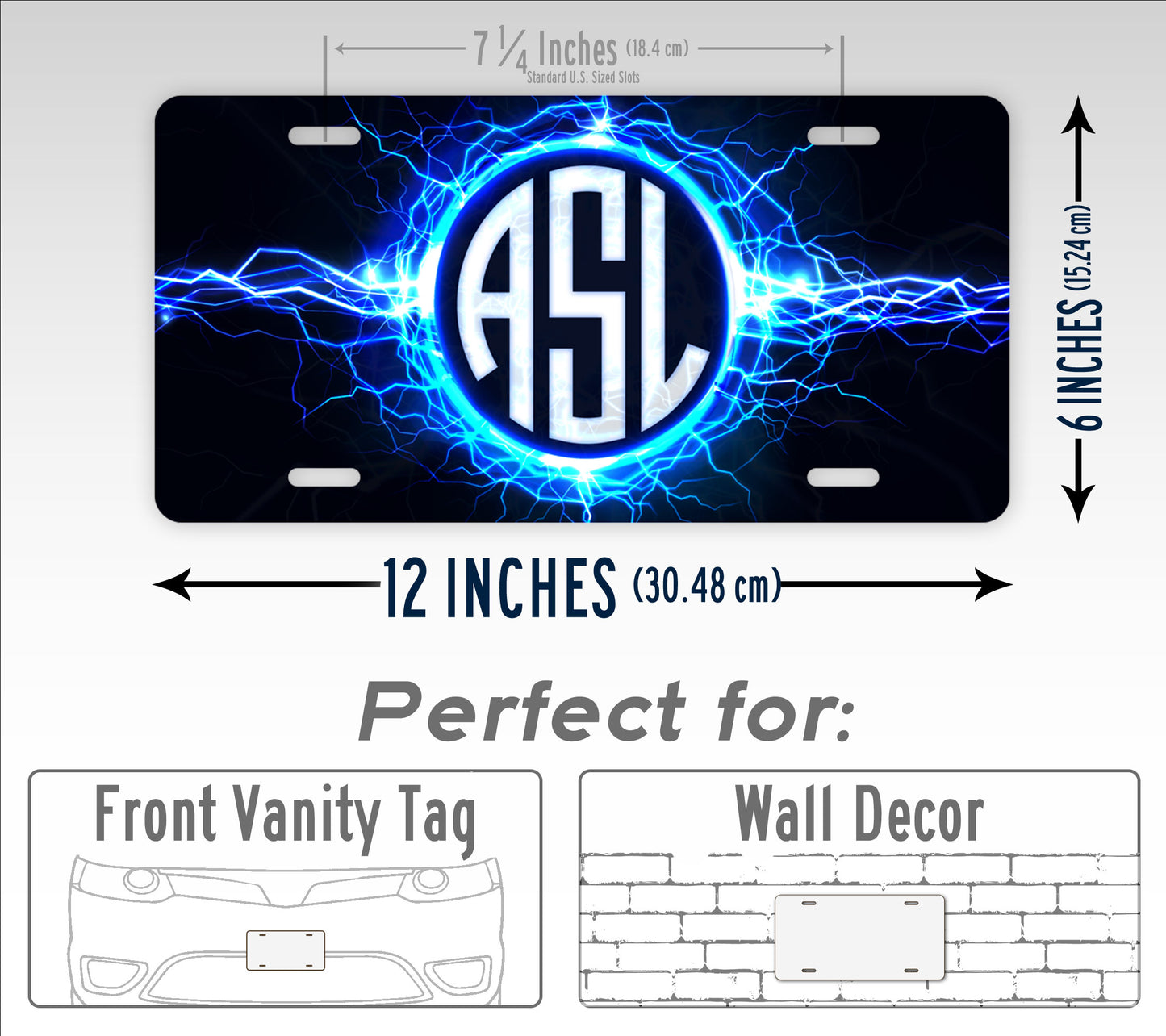 Personalized Lightning Sparks Monogram License Plate