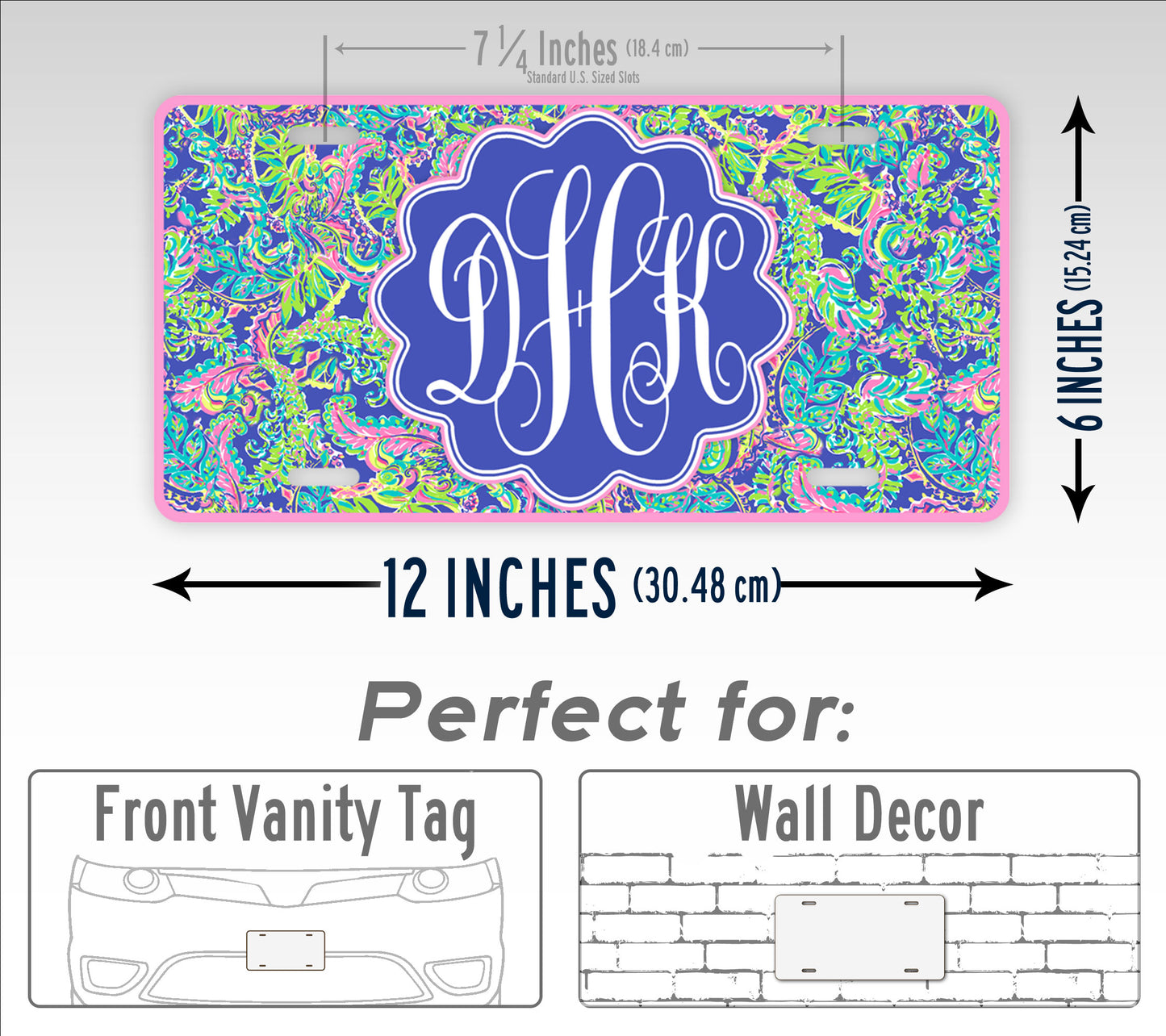 Personalized Lily Fern Jungle Design Monogram License Plate