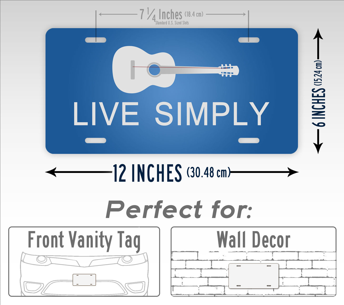 Live Simply Minimalist Musician Guitar License Plate