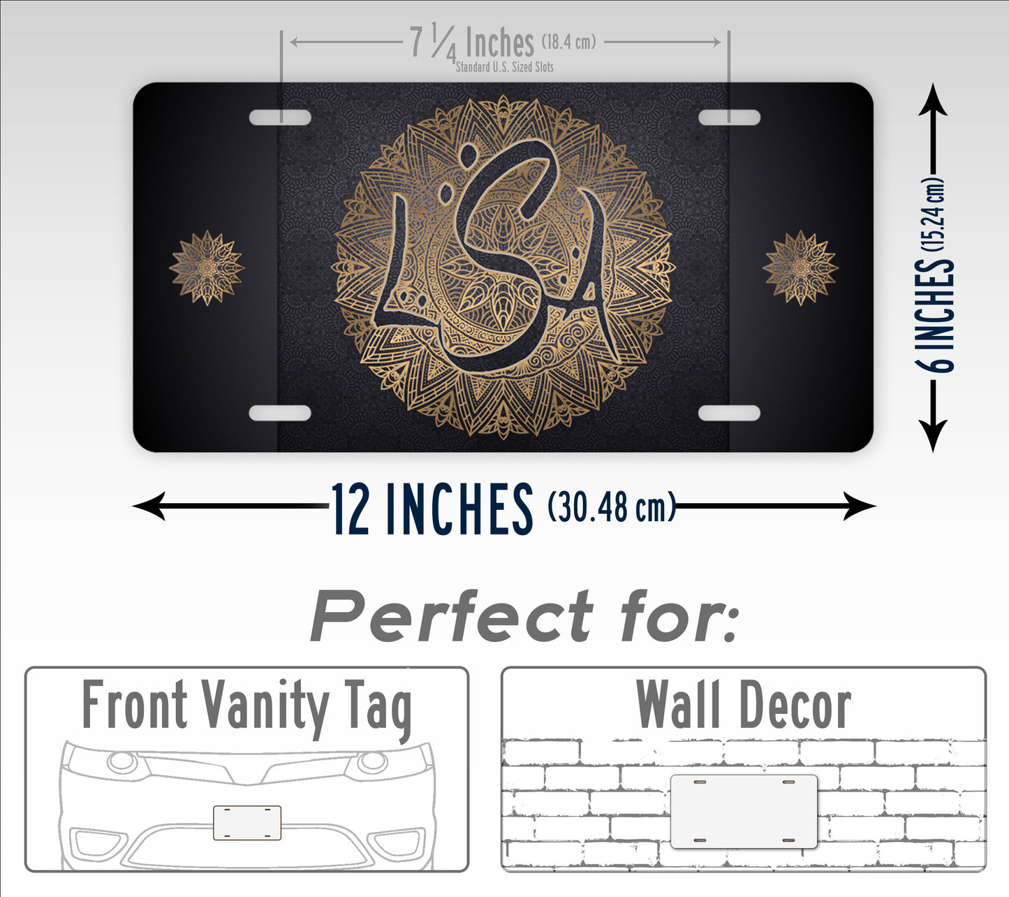 Monogrammed Luxury Arabic Mandala License Plate