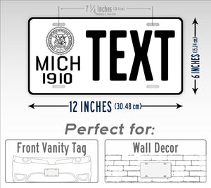 Personalized Antique Michigan 1910 Novelty Custom License Plate