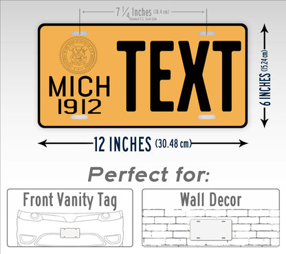 Personalized Antique Michigan 1912 Novelty Custom License Plate