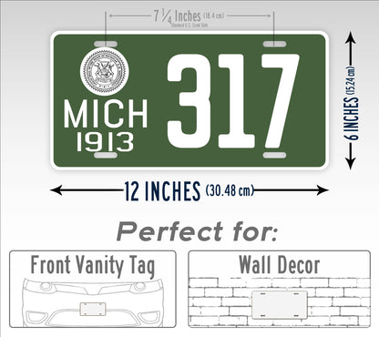 Personalized Antique Michigan Green 1913 Novelty Custom License Plate