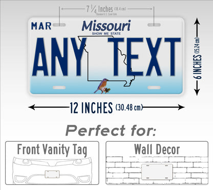 Personalized Missouri State License Plate