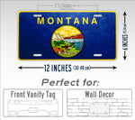 Weathered Metal Montana State Flag License Plate