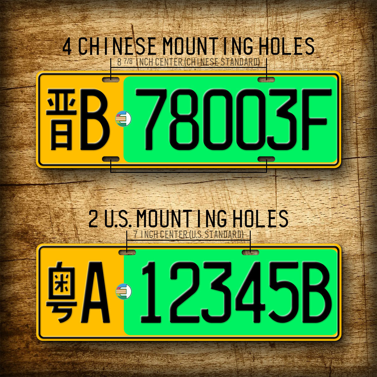 Personalized Chinese Novelty License Plate, Fullsized Custom TextGreen Energy ElectricReplica Auto Tag, Any Text, 140mm x 440mm tag