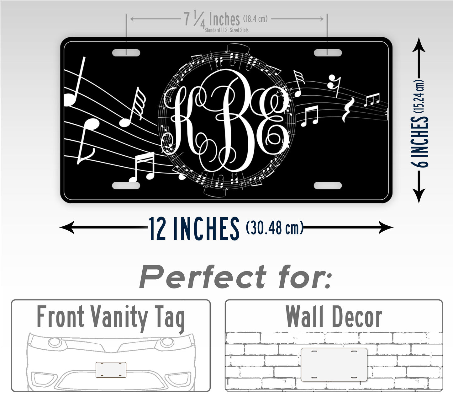 Music Notes Monogram License Plate