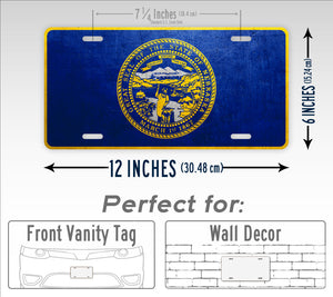 Weathered Metal Nebraska State Flag License Plate