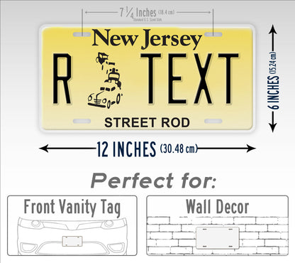 Personalized New Jersey Street Rod Custom License Plate