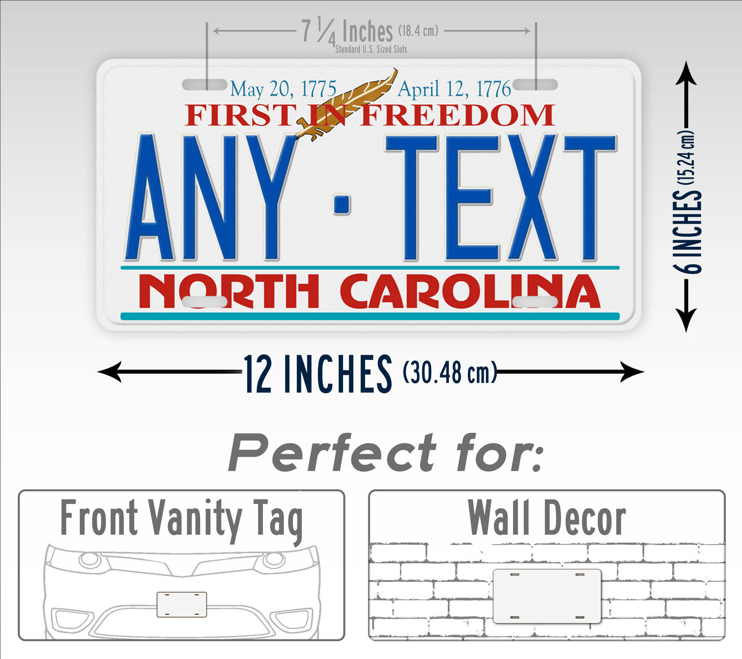 Personalized North Carolina First In Freedom State Custom License Plate