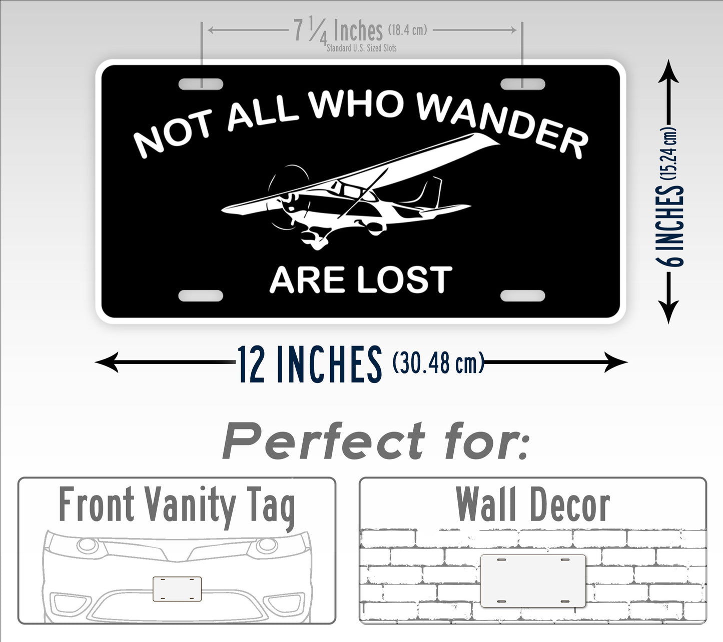 Not All Who Wander Are Lost Cessna 172 Private Pilot License Plate