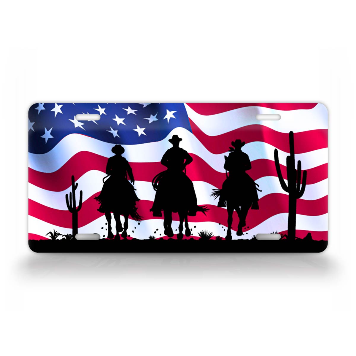 American Flag Cowboy License Plate