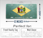 Weathered Metal Delaware State Flag License Plate