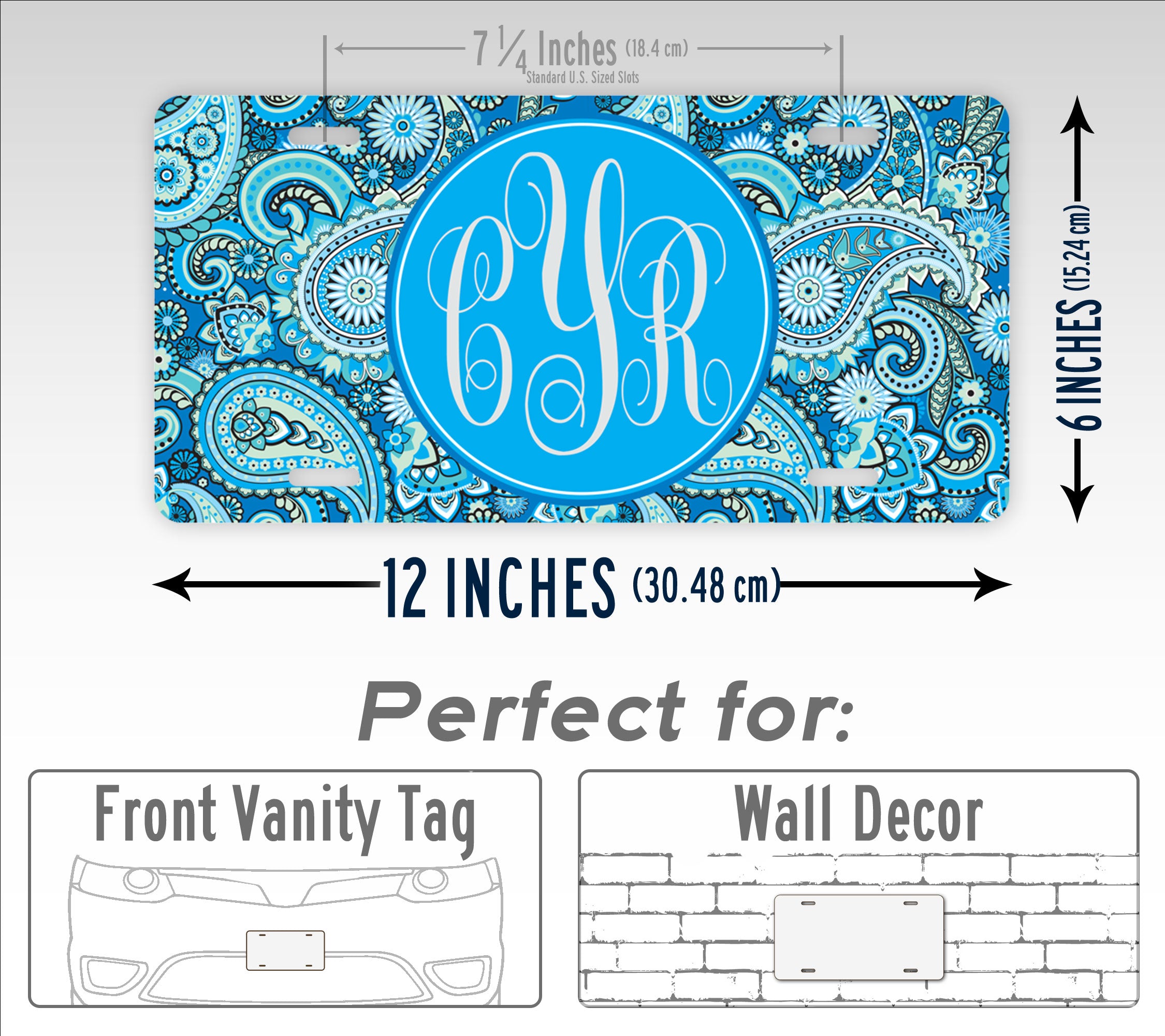 Personalized Monogrammed Paisley License Plate