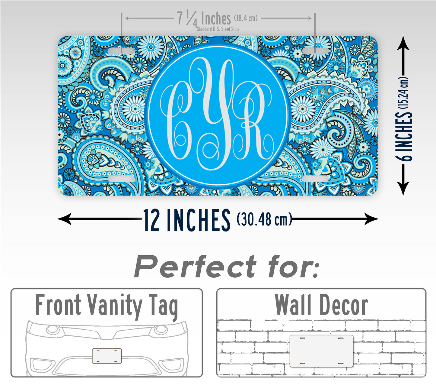 Personalized Monogrammed Paisley License Plate