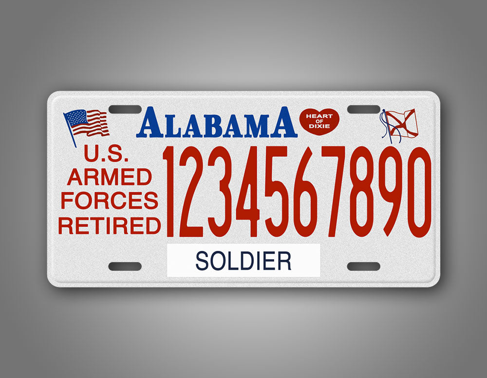 Novelty Alabama US Armed Forces Retired Custom 6x12 License Plate