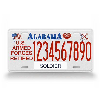 Novelty Alabama US Armed Forces Retired Custom 6x12 License Plate