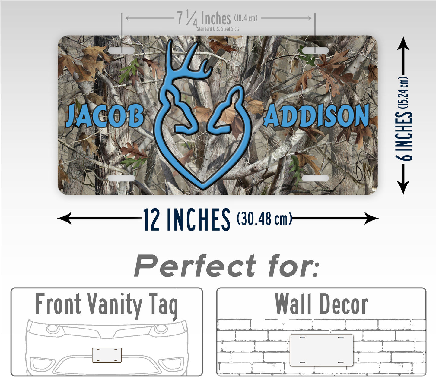 Personalized Camo Custom Couples Names License Plate