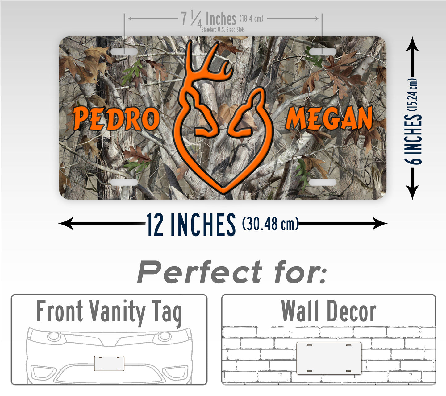 Personalized Camo Custom Couples Names License Plate