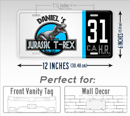 Custom Jurassic T-Rex Any Text License Plate