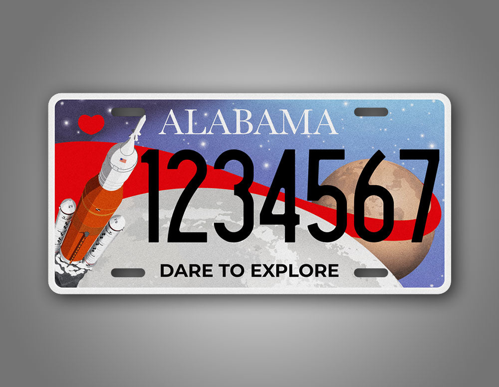 Custom Alabama Dare To Explore Sls Rocket Novelty License Plate