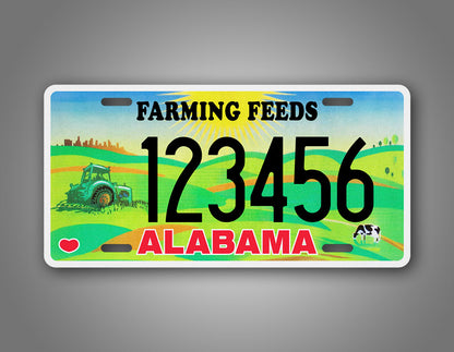 Custom Alabama Farming Feeds Personalized License Plate