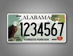 Custom Alabama Forests forever Bald Eagle Personalized License Plate