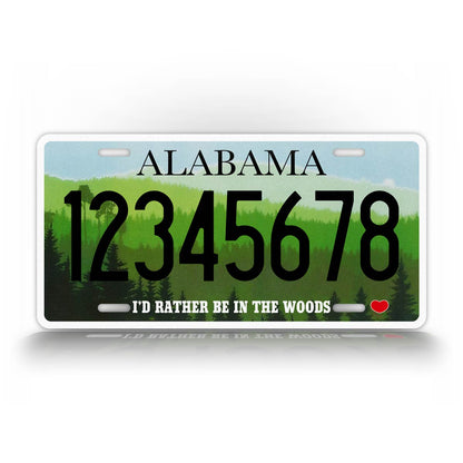 Custom Alabama I'd Rather Be In The Woods Personalized License Plate