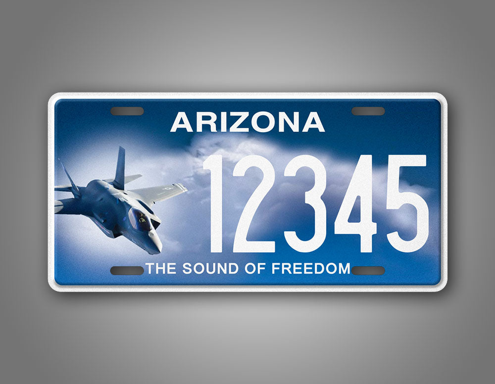 Custom Arizona Sound Of Freedom Jet Fighter Personalized License Plate