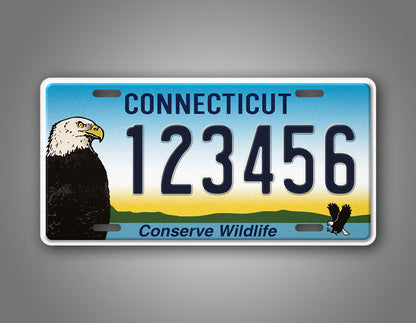 Custom Connecticut Conserve Wildlife Bald Eagle Personalized License Plate