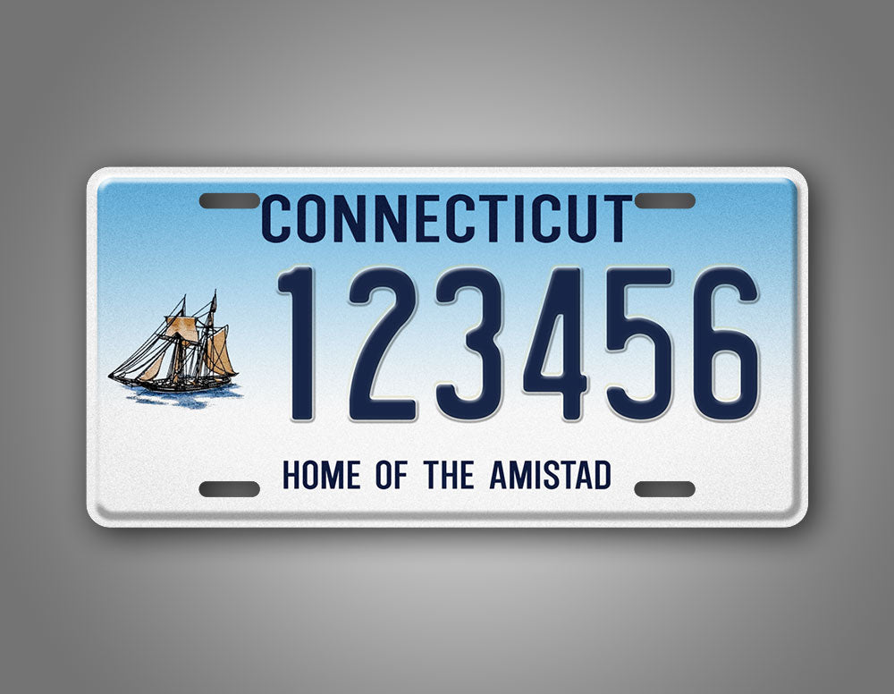 Custom Connecticut Home Of The Amistad Ship Personalized  License Plate